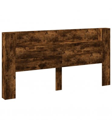 vidaXL Headboard with Storage and LED Smoked Oak Engineered Wood — Size: 200 cm