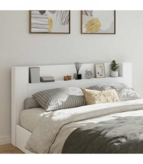 vidaXL Headboard with Storage and LED White Engineered Wood — Size: 200 cm