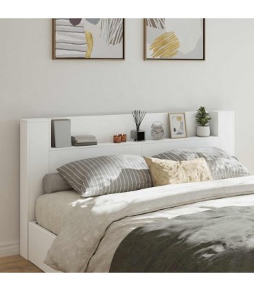 vidaXL Headboard with Storage and LED White Engineered Wood — Size: 200 cm
