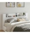vidaXL Headboard with Storage and LED White Engineered Wood — Size: 200 cm
