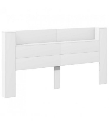 vidaXL Headboard with Storage and LED White Engineered Wood — Size: 200 cm