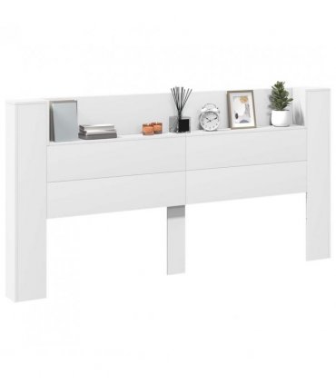 vidaXL Headboard with Storage and LED White Engineered Wood — Size: 200 cm