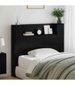 vidaXL Headboard with Storage and LED Black Oak Engineered Wood — Size: 120 cm
