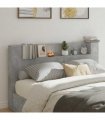 vidaXL Headboard with Storage and LED Concrete Grey Engineered Wood — Size: 180 cm