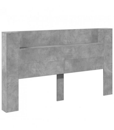 vidaXL Headboard with Storage and LED Concrete Grey Engineered Wood — Size: 180 cm