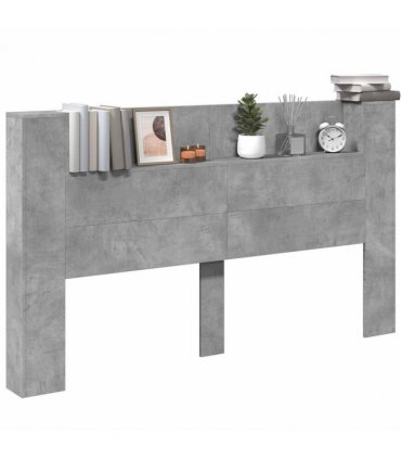 vidaXL Headboard with Storage and LED Concrete Grey Engineered Wood — Size: 180 cm