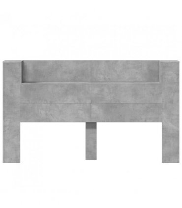 vidaXL Headboard with Storage and LED Concrete Grey Engineered Wood — Size: 180 cm