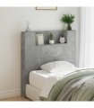 vidaXL Headboard with Storage and LED Concrete Grey Engineered Wood — Size: 100 cm