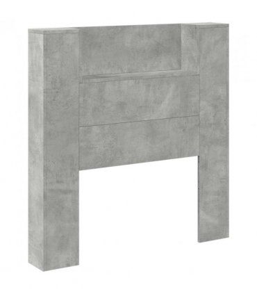 vidaXL Headboard with Storage and LED Concrete Grey Engineered Wood — Size: 100 cm