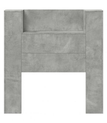 vidaXL Headboard with Storage and LED Concrete Grey Engineered Wood — Size: 100 cm