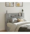 vidaXL Headboard with Storage and LED Concrete Grey Engineered Wood — Size: 140 cm