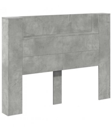 vidaXL Headboard with Storage and LED Concrete Grey Engineered Wood — Size: 140 cm