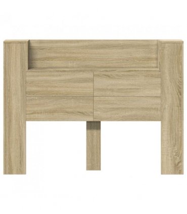 vidaXL Headboard with Storage and LED Sonoma Oak Engineered Wood — Size: 140 cm
