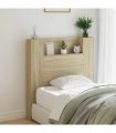 vidaXL Headboard with Storage and LED Sonoma Oak Engineered Wood — Size: 100 cm