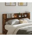 vidaXL Headboard with Storage and LED Smoked Oak Engineered Wood — Size: 180 cm