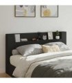 vidaXL Headboard with Storage and LED Black Engineered Wood — Size: 200 cm