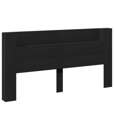 vidaXL Headboard with Storage and LED Black Engineered Wood — Size: 200 cm