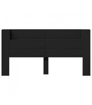 vidaXL Headboard with Storage and LED Black Engineered Wood — Size: 200 cm