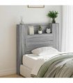vidaXL Headboard with Storage and LED Grey Sonoma Engineered Wood — Size: 100 cm