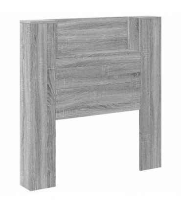 vidaXL Headboard with Storage and LED Grey Sonoma Engineered Wood — Size: 100 cm