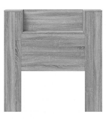 vidaXL Headboard with Storage and LED Grey Sonoma Engineered Wood — Size: 100 cm