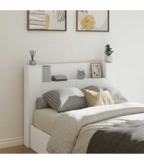 vidaXL Headboard with Storage and LED White Engineered Wood — Size: 140 cm