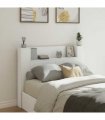 vidaXL Headboard with Storage and LED White Engineered Wood — Size: 140 cm