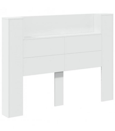 vidaXL Headboard with Storage and LED White Engineered Wood — Size: 140 cm