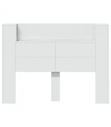vidaXL Headboard with Storage and LED White Engineered Wood — Size: 140 cm