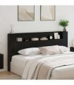 vidaXL Headboard with Storage and LED Black Oak Engineered Wood — Size: 200 cm