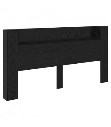 vidaXL Headboard with Storage and LED Black Oak Engineered Wood — Size: 200 cm