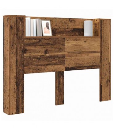 vidaXL Headboard with Storage and LED Old Wood Engineered Wood — Size: 140 cm