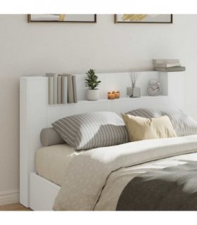 vidaXL Headboard with Storage and LED White Engineered Wood — Size: 160 cm
