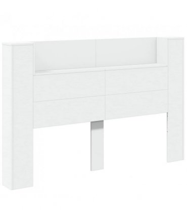 vidaXL Headboard with Storage and LED White Engineered Wood — Size: 160 cm