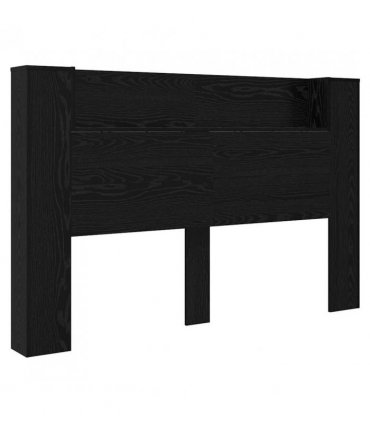 vidaXL Headboard with Storage and LED Black Oak Engineered Wood — Size: 160 cm