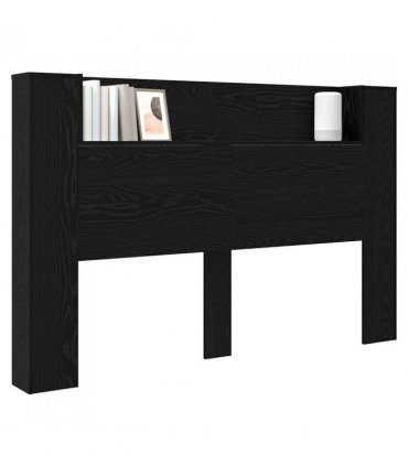 vidaXL Headboard with Storage and LED Black Oak Engineered Wood — Size: 160 cm