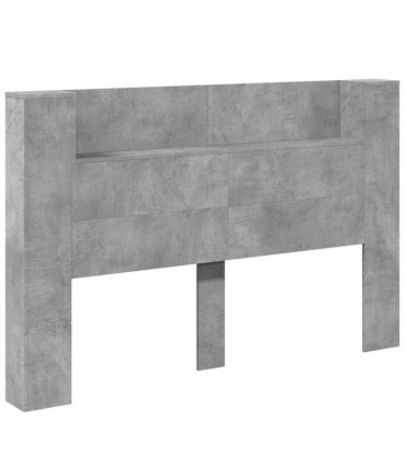 vidaXL Headboard with Storage and LED Concrete Grey Engineered Wood — Size: 160 cm