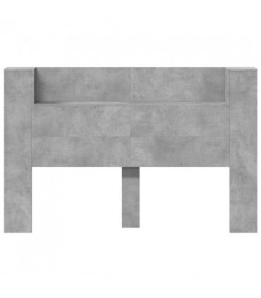 vidaXL Headboard with Storage and LED Concrete Grey Engineered Wood — Size: 160 cm