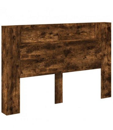 vidaXL Headboard with Storage and LED Smoked Oak Engineered Wood — Size: 160 cm