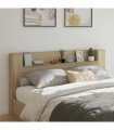 vidaXL Headboard with Storage and LED Sonoma Oak Engineered Wood — Size: 200 cm