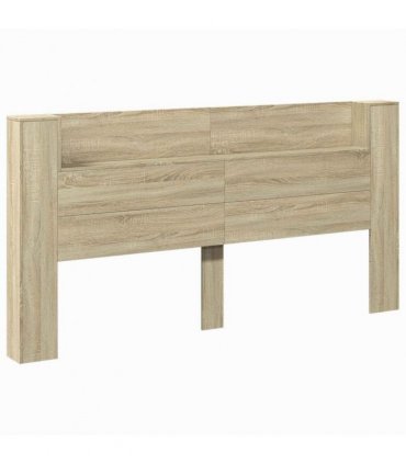 vidaXL Headboard with Storage and LED Sonoma Oak Engineered Wood — Size: 200 cm