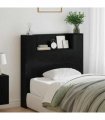 vidaXL Headboard with Storage and LED Black Oak Engineered Wood — Size: 100 cm