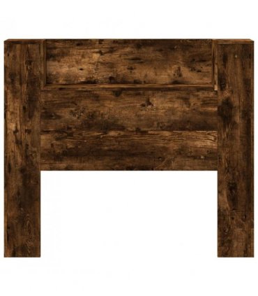 vidaXL Headboard with Storage and LED Smoked Oak Engineered Wood — Size: 120 cm