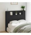 vidaXL Headboard with Storage and LED Black Engineered Wood — Size: 120 cm