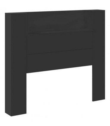 vidaXL Headboard with Storage and LED Black Engineered Wood — Size: 120 cm