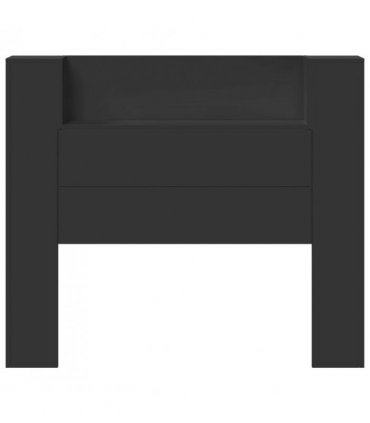 vidaXL Headboard with Storage and LED Black Engineered Wood — Size: 120 cm
