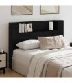 vidaXL Headboard with Storage and LED Black Oak Engineered Wood — Size: 140 cm