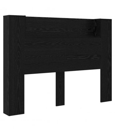 vidaXL Headboard with Storage and LED Black Oak Engineered Wood — Size: 140 cm