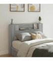 vidaXL Headboard with Storage and LED Grey Sonoma Engineered Wood — Size: 140 cm