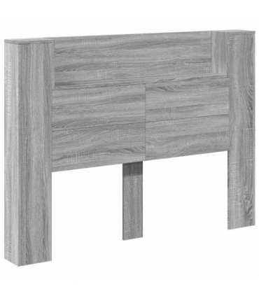 vidaXL Headboard with Storage and LED Grey Sonoma Engineered Wood — Size: 140 cm